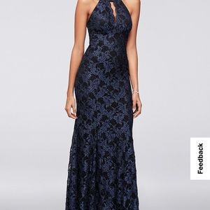 Contrast Glitter Lace Mermaid Gown